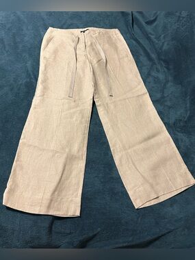 Talbots Women’s Wide-Leg Linen Blend Pants in Beige